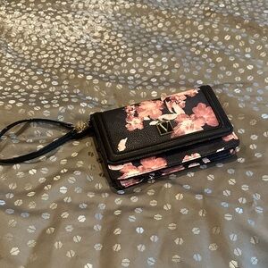 Victoria’s Secret Floral Black and Pink Women's Wristlet
